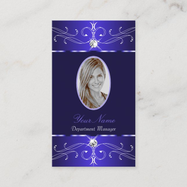 Tarjeta De Visita Novedad Ornamentos Royal Blue Ornate Añadir Moda d (Anverso)