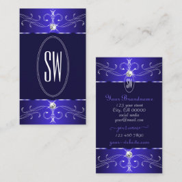 Tarjeta De Visita Novedad Ornamentos Royal Blue Ornate Moda Monogram