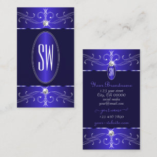 Tarjeta De Visita Novedad Ornamentos Royal Blue Ornate Moda Monogram