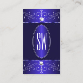 Tarjeta De Visita Novedad Ornamentos Royal Blue Ornate Moda Monogram