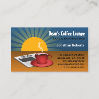 Tarjeta De Visita Novedades Sunrise Blue Brown Coffee Shop Cafe