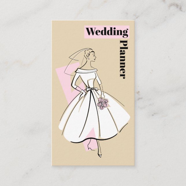 Tarjeta De Visita Novia de moda planificadora de boda neutral (Anverso)