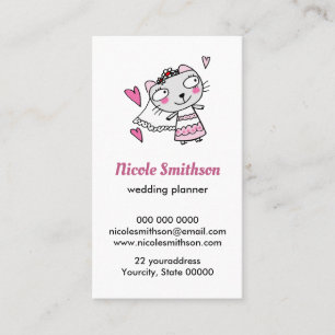 Tarjeta De Visita novia gato garabato