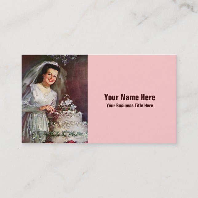 Tarjeta De Visita Novia y su pastel de bodas - los años 50 del (Anverso)
