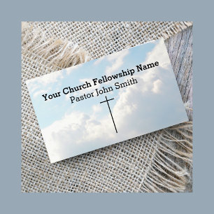 Tarjeta De Visita Nubes blancas esponjosas cristianas cielo cruz igl