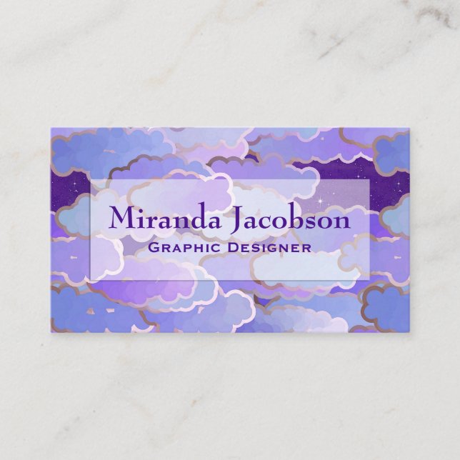 Tarjeta De Visita Nubes japonesas, luz tenue, violeta y púrpura prof (Anverso)