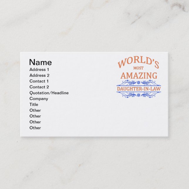 Tarjeta De Visita Nuera asombrosa (Anverso)