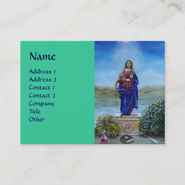 Tarjeta De Visita NUESTRA MUJER DE verde rojo azul claro (Anverso)