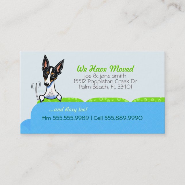 Tarjeta De Visita Nueva dirección de casa feliz perro azul (Anverso)