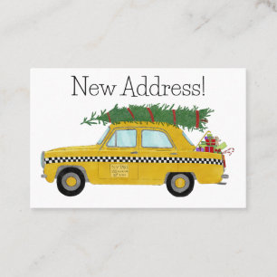Tarjeta De Visita Nueva dirección Navidades de taxi amarillos