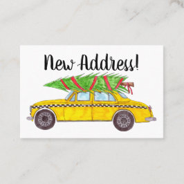 Tarjeta De Visita Nueva dirección NY Taxi con árbol de Navidad