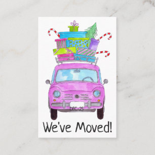 Tarjeta De Visita Nueva dirección retro Fiat 500 con regalos de Navi
