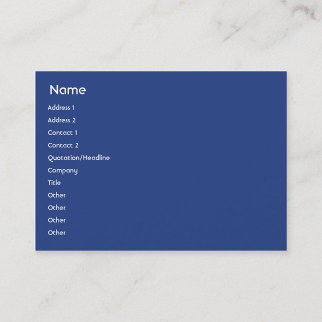 Tarjeta De Visita Nueva Zelanda - Chubby (Anverso)