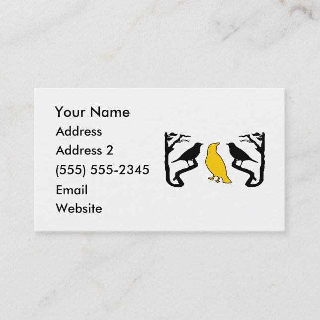 Tarjeta De Visita Nuevas aves Silhouette Black Yellow Business Cards (Anverso)