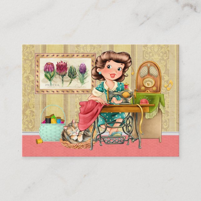 Tarjeta De Visita Nuevo coser / Seamstress / Moda (Anverso)