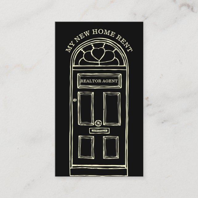 Tarjeta De Visita Nuevo hogar del agente inmobiliario negro (Anverso)