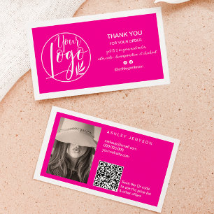 Tarjeta De Visita Nuevo logo minimalista blanco rosado Qr order grac