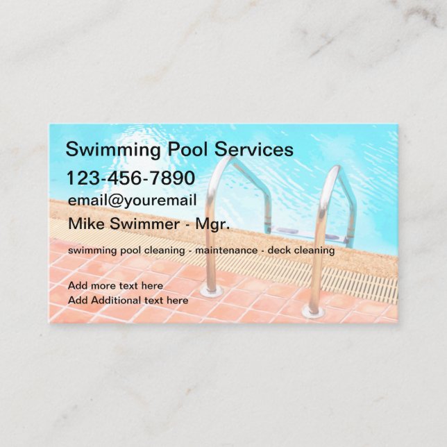Tarjeta De Visita Nuevo servicio de piscina (Anverso)
