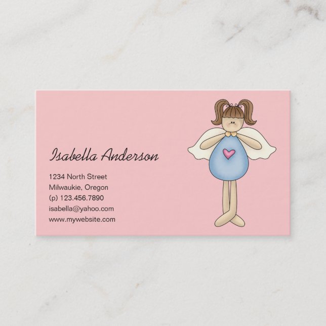 Tarjeta De Visita Numeritos del ángel · Ángel · Azul (Anverso)