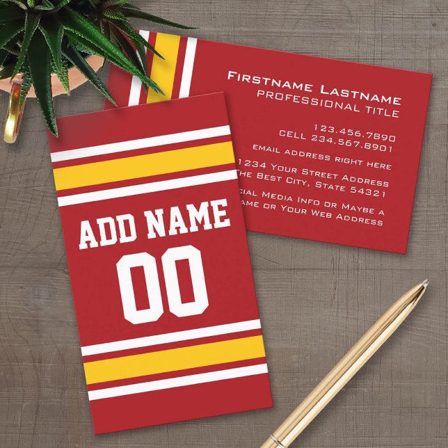 Tarjeta De Visita Número de nombre personalizado de Jersey de Sports (Custom Business Card Template)
