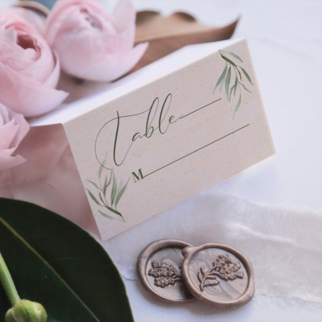Tarjeta De Visita Número de tabla Foliage Verde Papel Beige Ca de ne (Subido por el creador)
