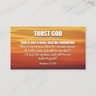 Tarjeta De Visita Números 23:19   CONFIAR EN QUE DIOS No Es Una Escr