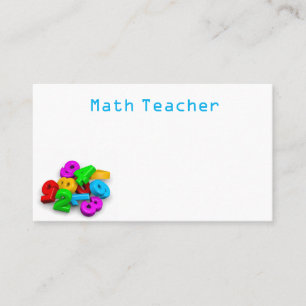 Tarjeta De Visita Números coloridos lindos en 3D profesor de matemát