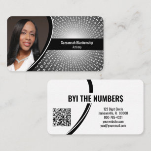 Tarjeta De Visita Números de espiral blanco gris Personalizado Foto
