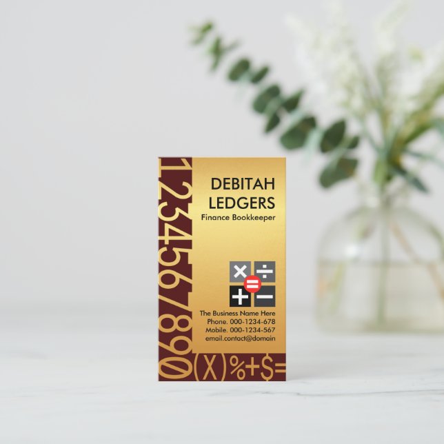 Tarjeta De Visita Números de oro asombrosos (Anverso de pie)