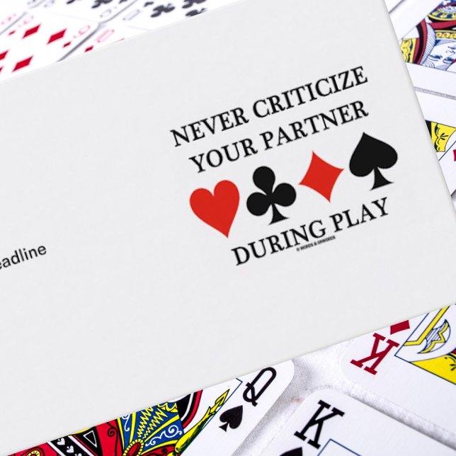 Tarjeta De Visita Nunca Criticar a tu pareja durante la reproducción (Introduce yourself with sound bridge advice with this bridge saying biz card)