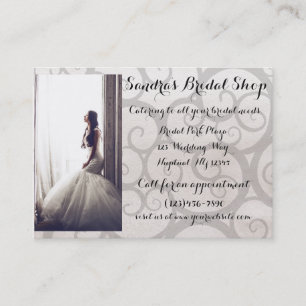 Tarjeta de visita nupcial de la tienda de la novia