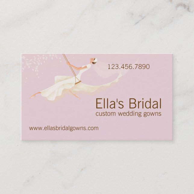 Tarjeta de visita nupcial del vestido de boda (Anverso)