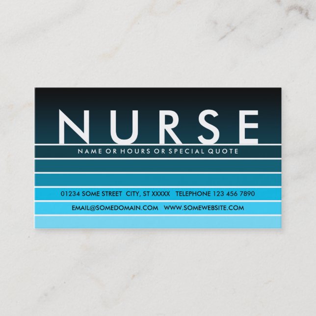 Tarjeta De Visita NURSE de muestra azul (Anverso)