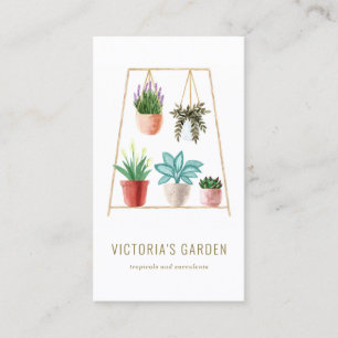 Tarjeta De Visita Nursera de Boho Watercolor Colgando Hogares