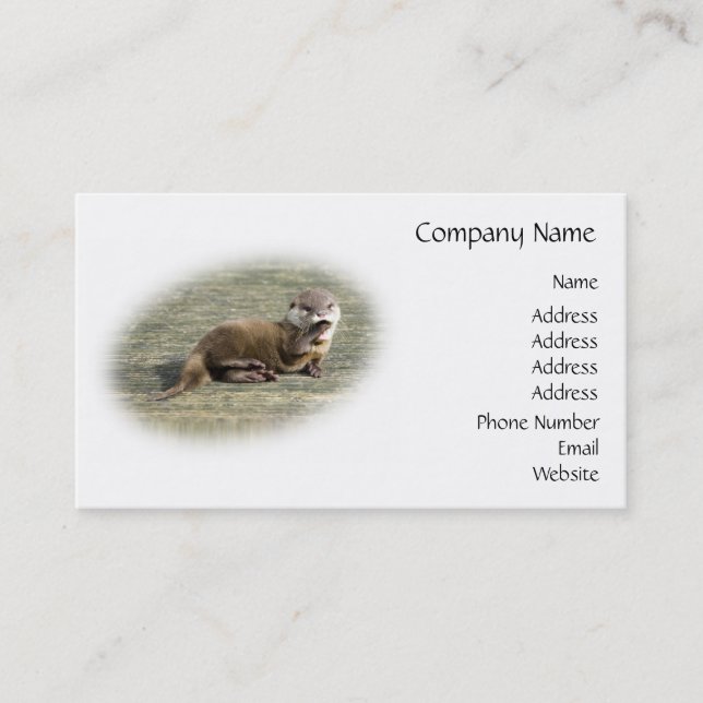 Tarjeta De Visita Nutria linda del bebé que bosteza (Anverso)
