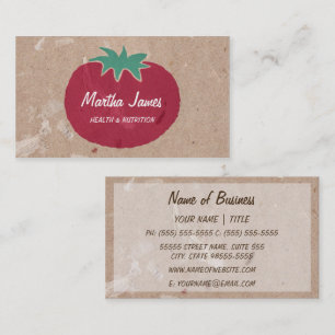 Tarjeta De Visita Nutrición de Tomate de Papel Artesanal Orgánico de