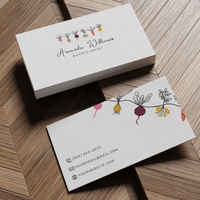 Tarjeta De Visita Nutricionista Chef Personal Vegetaciones Minimalis (Subido por el creador)