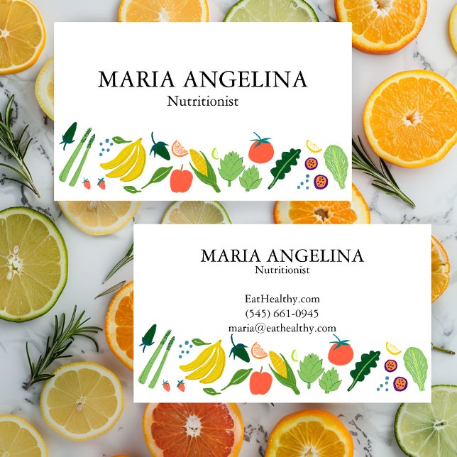 Tarjeta De Visita Nutricionista Chef Personal Veggies Guay Modernos (Nutritionist Personal Chef Modern Cute Fruits Veggies Business Card
)