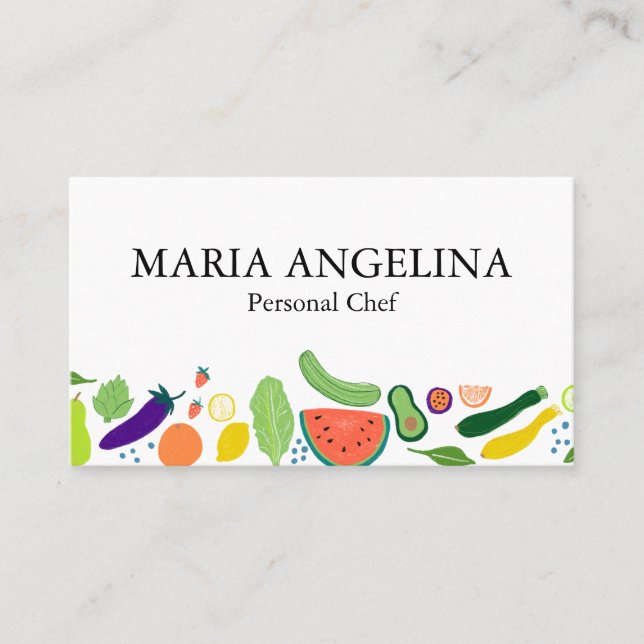 Tarjeta De Visita Nutricionista Chef Personal Veggies Guay Modernos (Anverso)