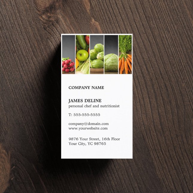 Tarjeta De Visita Nutricionista de Chef Personal Vegetable Moderno y (Subido por el creador)