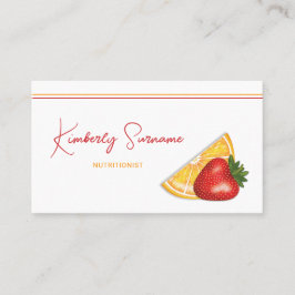 Tarjeta De Visita Nutricionista de Frutas de Fresa y Naranja