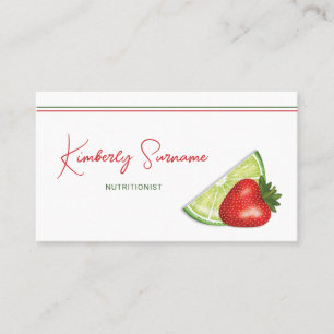 Tarjeta De Visita Nutricionista De Frutas De Fresa Y Rodaja De Lima