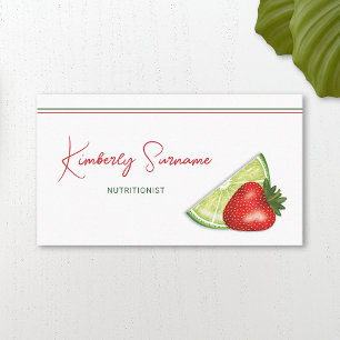 Tarjeta De Visita Nutricionista De Frutas De Fresa Y Rodaja De Lima
