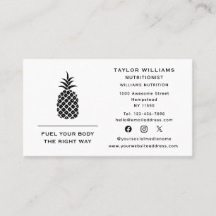 Tarjeta De Visita Nutricionista de Frutas Tropicales Piña Redes Soci