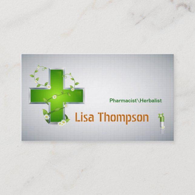 Tarjeta De Visita Nutricionista de la farmacia del Herbalist del (Anverso)