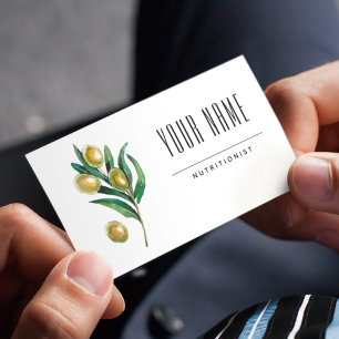 Tarjeta De Visita Nutricionista dietista color de agua verde oliva