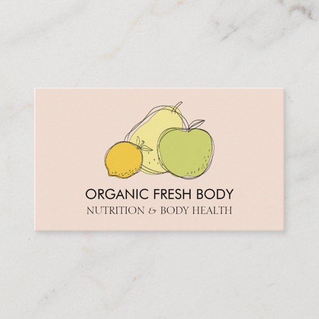 Tarjeta De Visita Nutricionista dietista de frutas de la línea rosad (Anverso)
