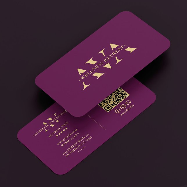 Tarjeta De Visita Nutricionista dietista de lujo morado moderno (Nutritionist Dietitian Luxury Purple Modern Business Card
)