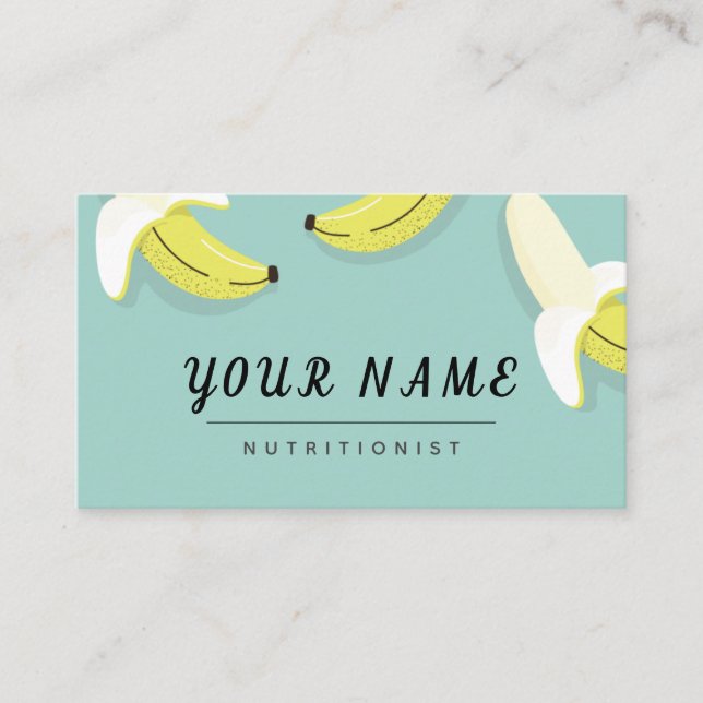 Tarjeta De Visita Nutricionista dietista dibuja bananas con fruta fr (Anverso)