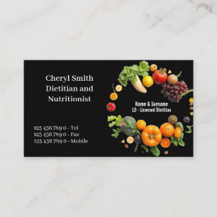 Tarjeta De Visita Nutricionista Dietista foto color fruta verdura